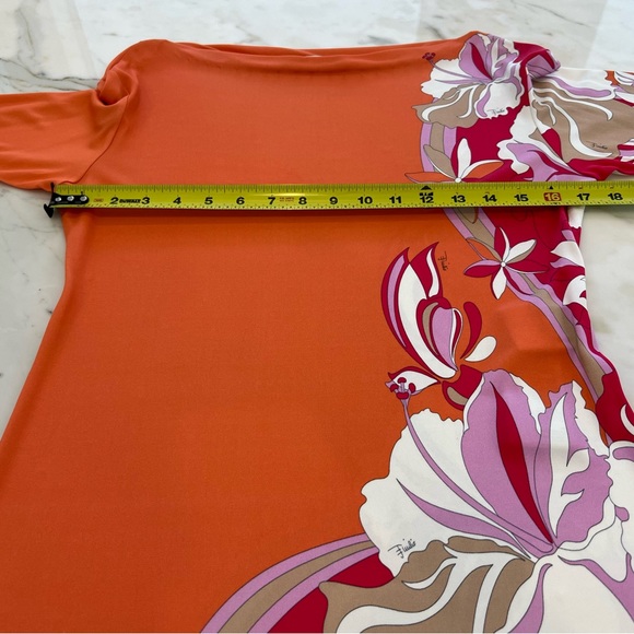 EMILIO PUCCI ORANGE FLORAL PRINT DRESS MODEL OEJH42 SIZE IT 44 / US 10 NWTS! - Picture 10 of 17